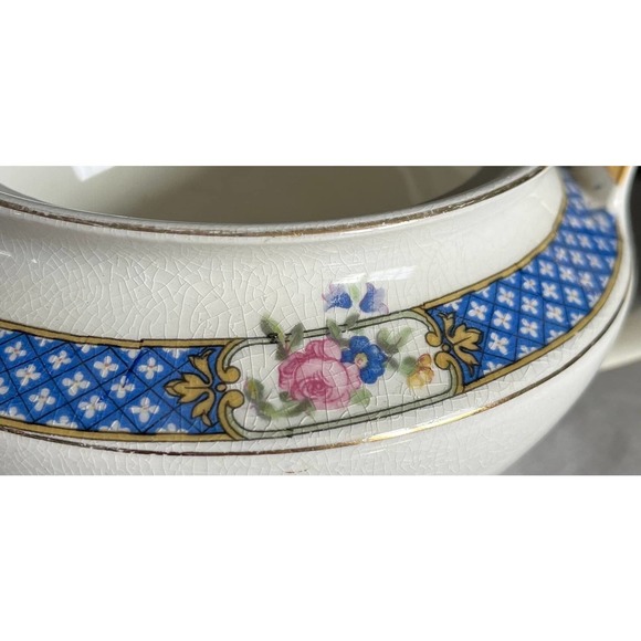 1920's K. T. & K. China Teapot with Lid White Porcelain Blue and Pink Floral - Picture 9 of 10